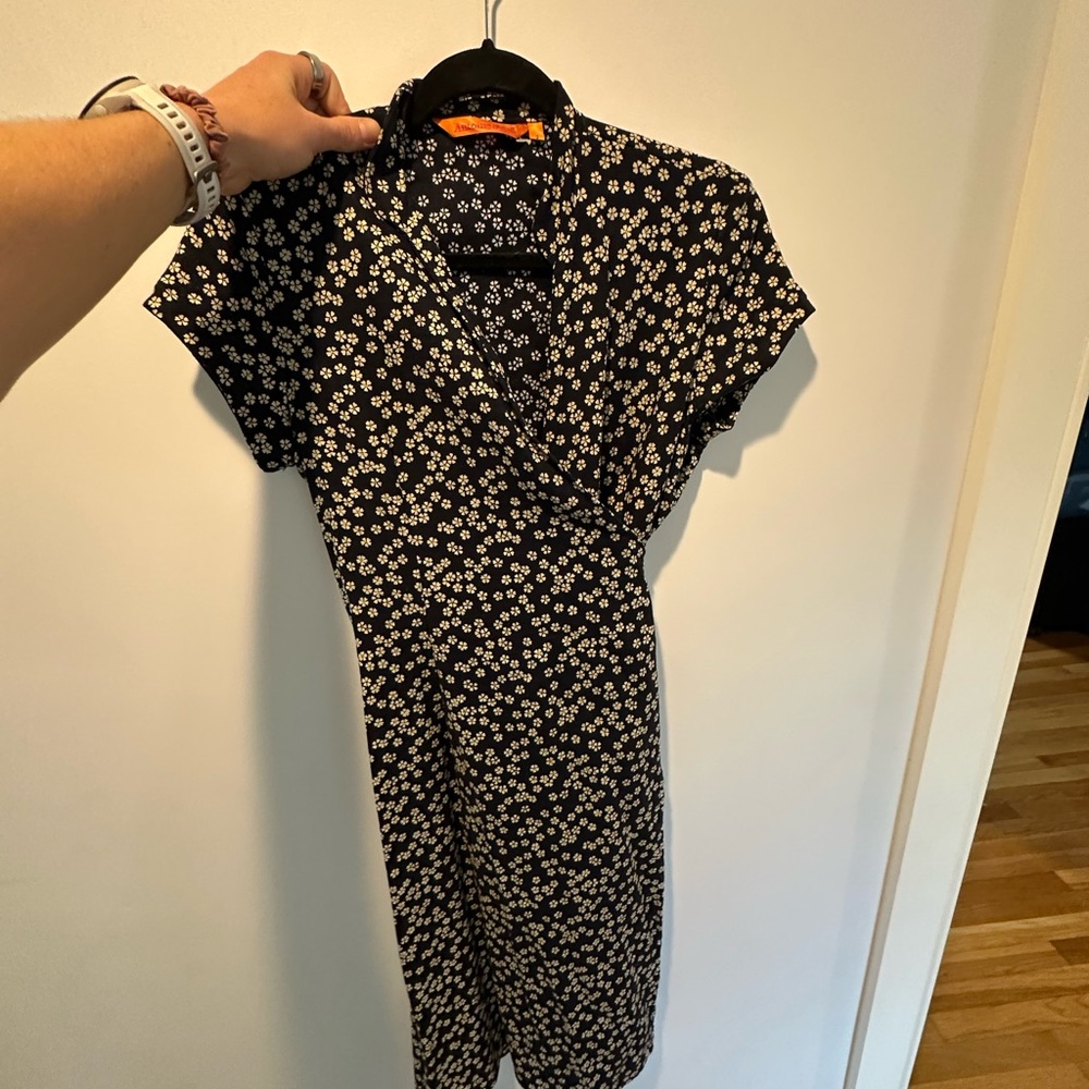 Antoine & Lili French Designer Chic Navy and White Floral Midi Dress